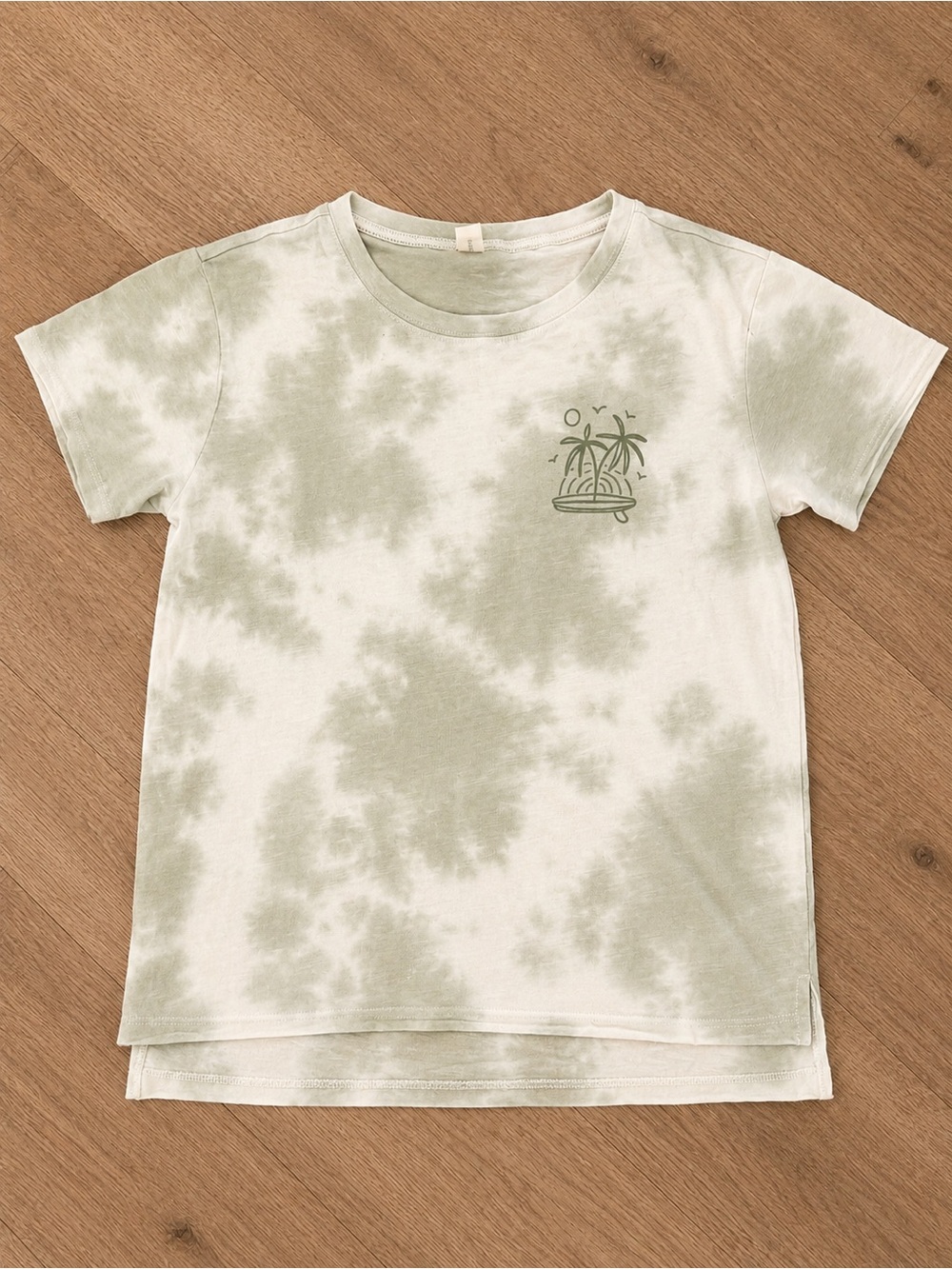 Rylee + Cru Sage Green Tie-Dye Tee with Palm Graphic